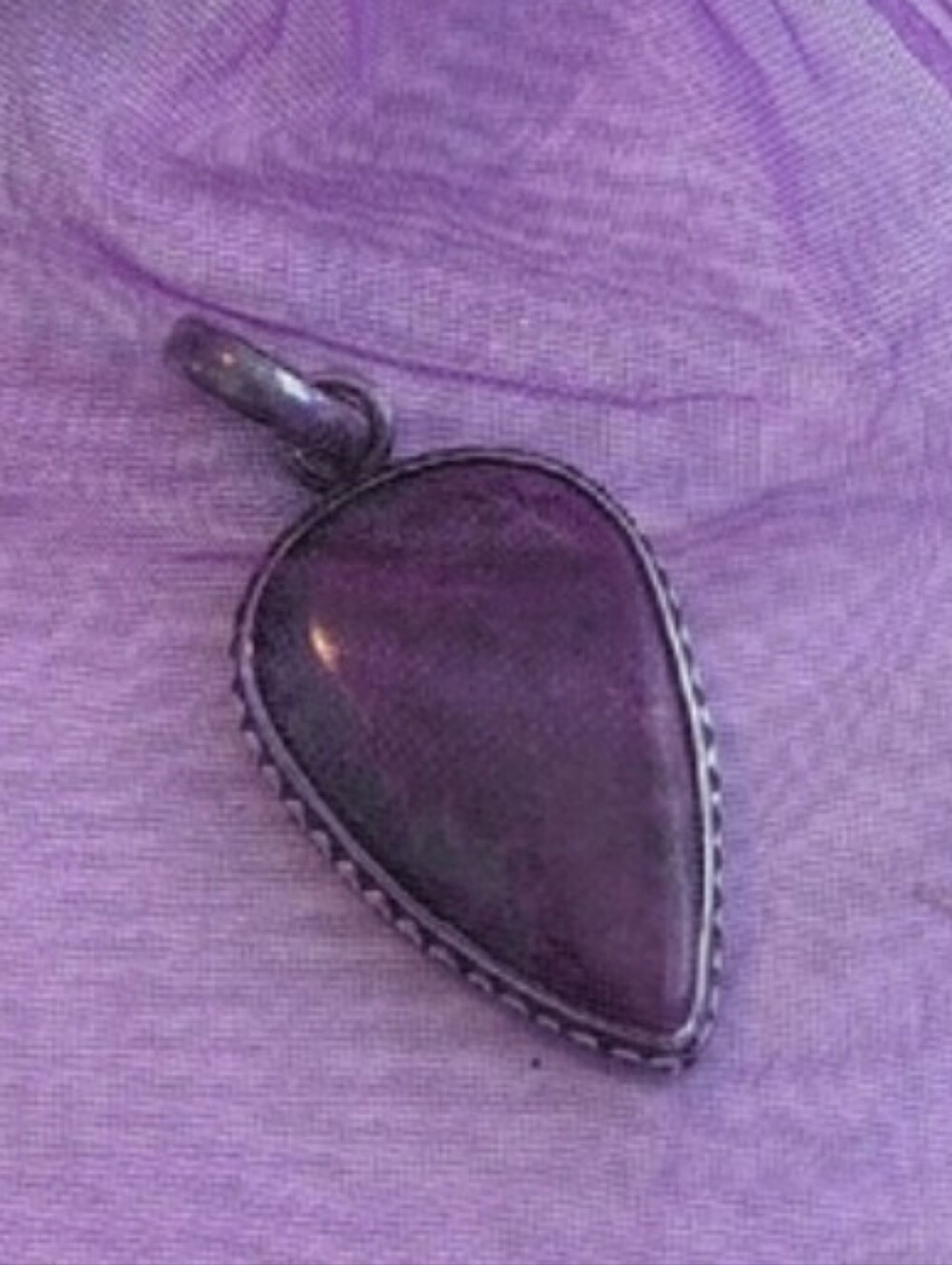 Purple Teardrop Gemstone Pendant Necklace - Sterling Silver 925  Setting